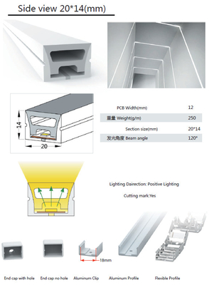 屋外IP68 LEDライト シリコーンの管LEDのストリップ防水20×14mm