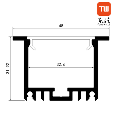 合金 6063 の壁の引込められた中断された導かれたアルミニウム チャネル 48x32mm