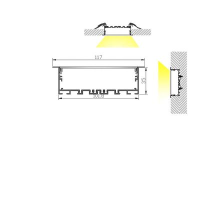 アルミニウム チャネルがプラスターLEDプロフィールを引込めたLEDの滑走路端燈は陽極酸化されてカスタマイズした
